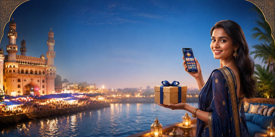 Hyderabad Charminar night market with mobile casino gaming